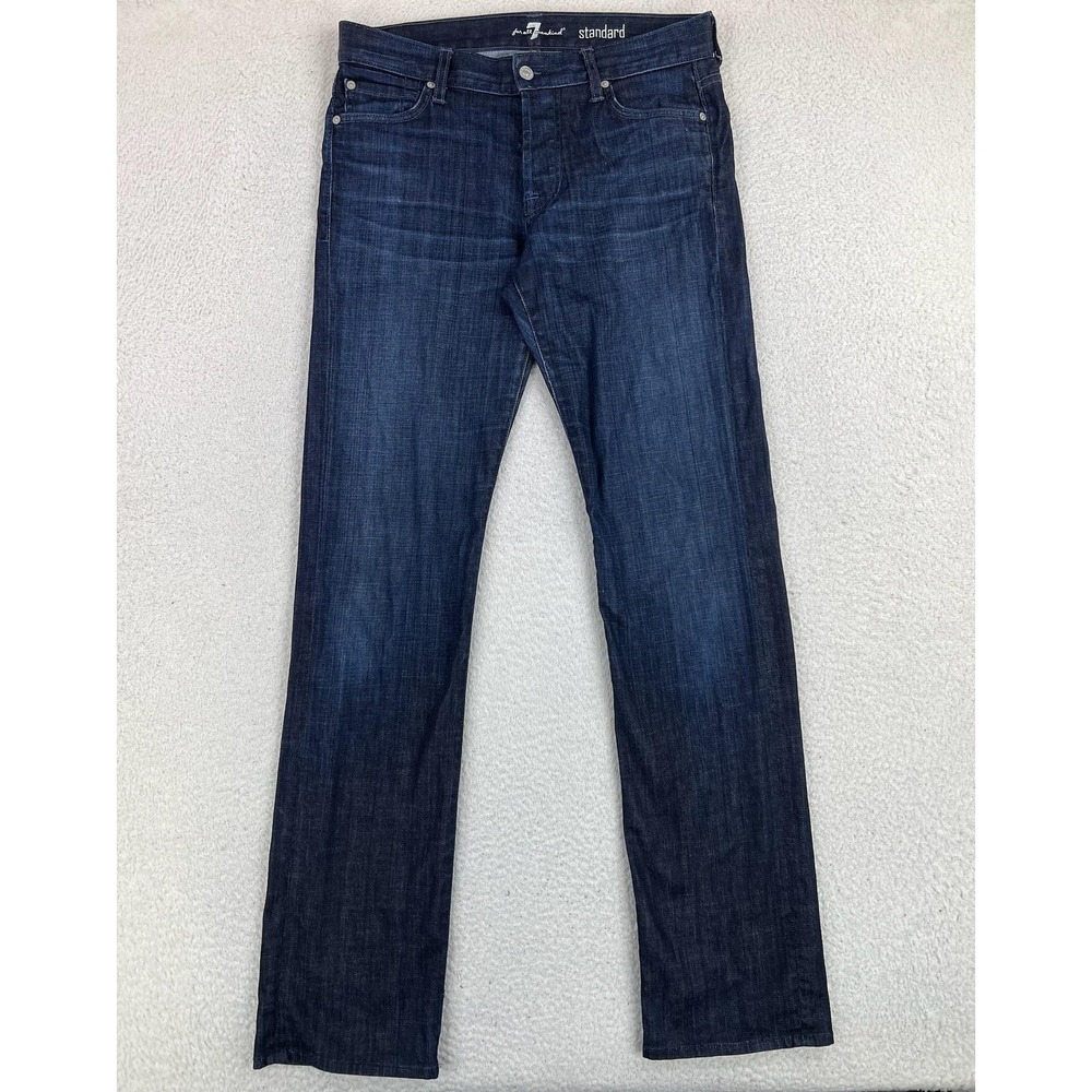 7 For All Mankind Standard Jeans Mens 32x34 Blue Straight Stretch Dark Wash